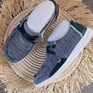 HEY DUDE Women’s Sparkling Black Wendy Sox Slip On Shoes Size 7